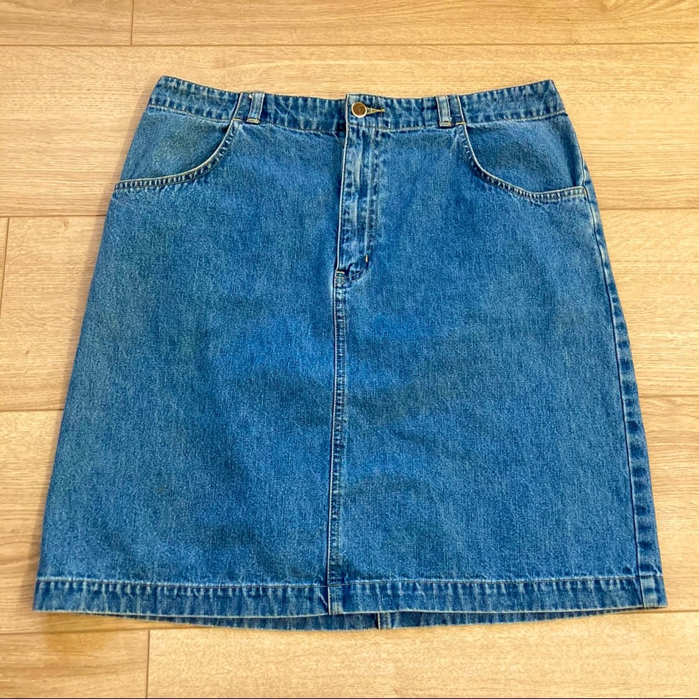 Vintage 90s Y2K Denim Midi Skirt XL